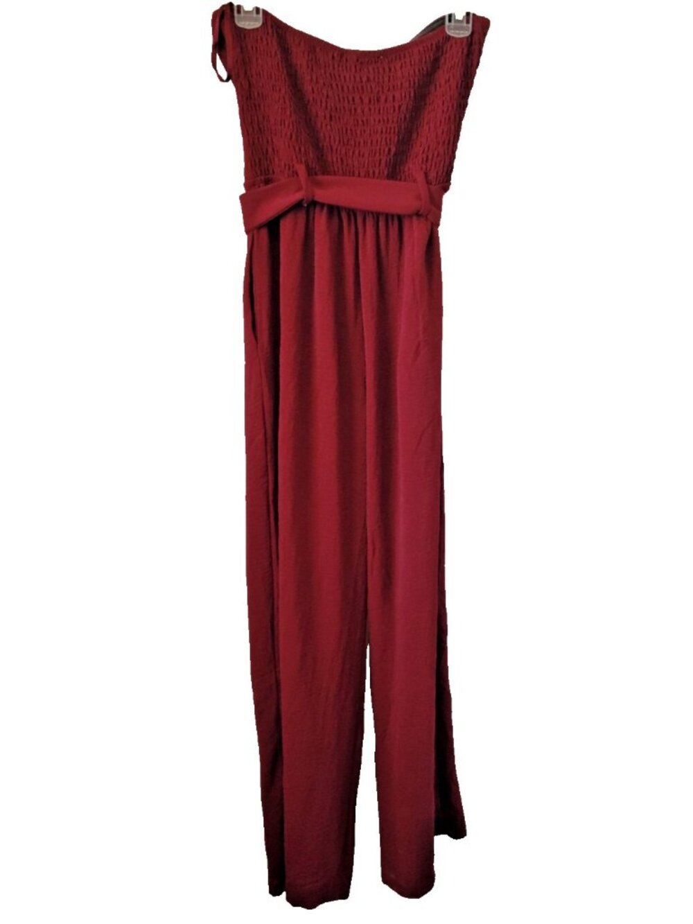 NEW Monteau Los Angeles Strapless Tube Jumpsuit Med. crepe bandeau burgundy chic - Picture 9 of 15